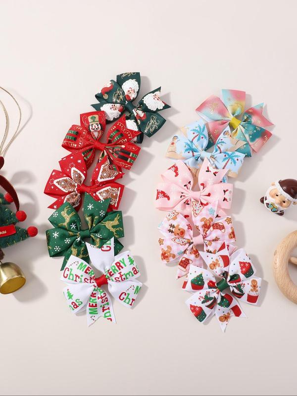 Cute Bowknot Design Hair Clips, 2024 New Style Christmas Themed Hair Accessories for Women & Girls, Minimalist Headwear Suitable for Thick Hair