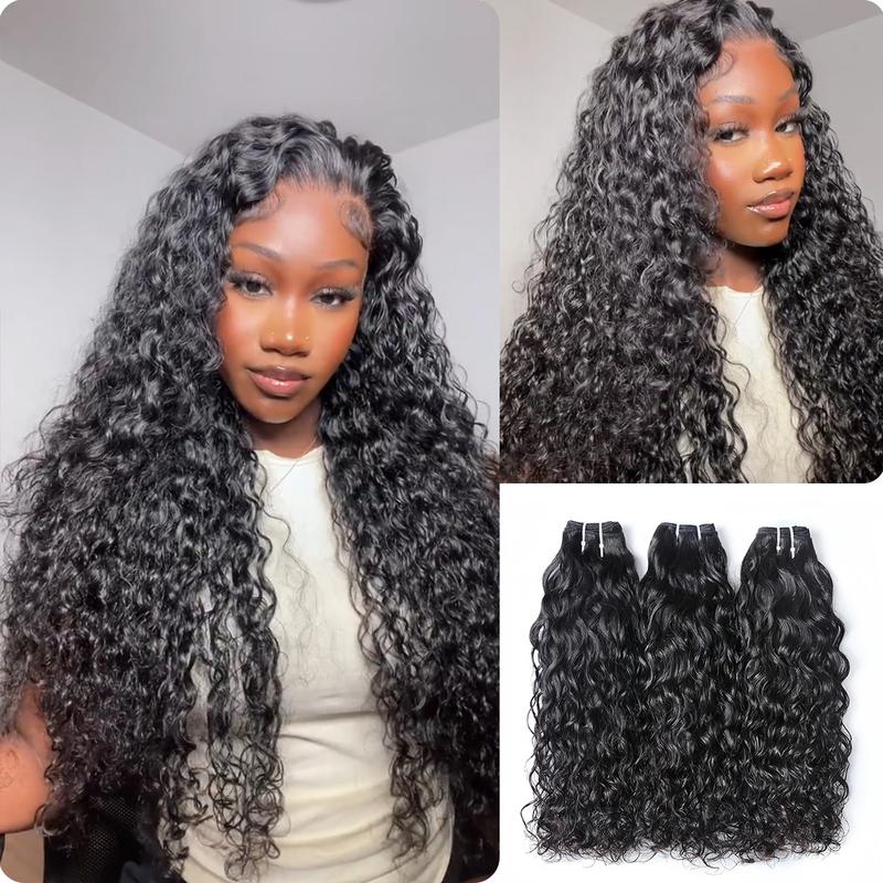 [Wequeen] Water Wave Human Hair Bundles Brazilian 100% Human Hair Budget Friendly 10A Grade Viral Hair Natural Black Color