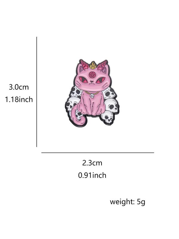 Cute Cartoon Skull & Cat Design Brooch, Creative Brooch, Clothes Accessories for Women & Men, Creative Fashion Alloy Badge for Daily Vacation Holiday Party Gift