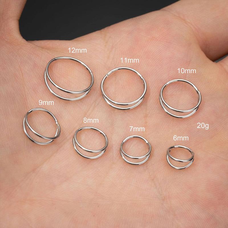 Oufer 20G Double Nose Hoop Hinged Segment Nose Ring Nose Piercings Jewelry