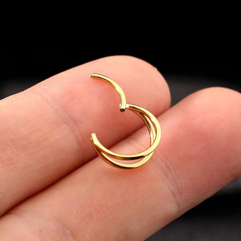 Oufer 20G Double Nose Hoop Hinged Segment Nose Ring Nose Piercings Jewelry