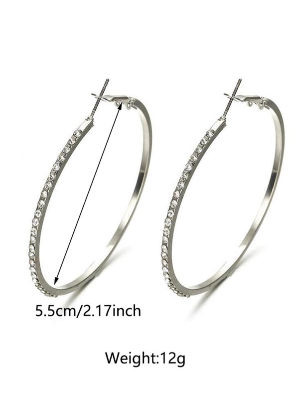 Summer Elegant Rhinestone Decorated Hoop Earrings, 2024 Trendy Exquisite Sparkling Shiny Hoop Earrings for Women As Gift, Fashion Matching Jewelry for Party & Daily Decoration Fall