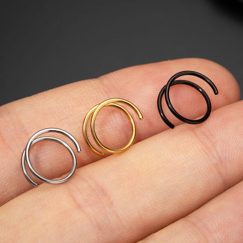 Oufer 20G 2PCS Titanium Spiral Nose Rings[Left Nose]