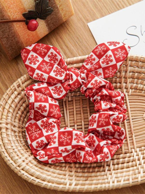 Christmas Themed Hair Scrunchies, Soft Breathable Durable Fabric Elastic Hair Ties, Elegant & Sweet Style for Women and Teens