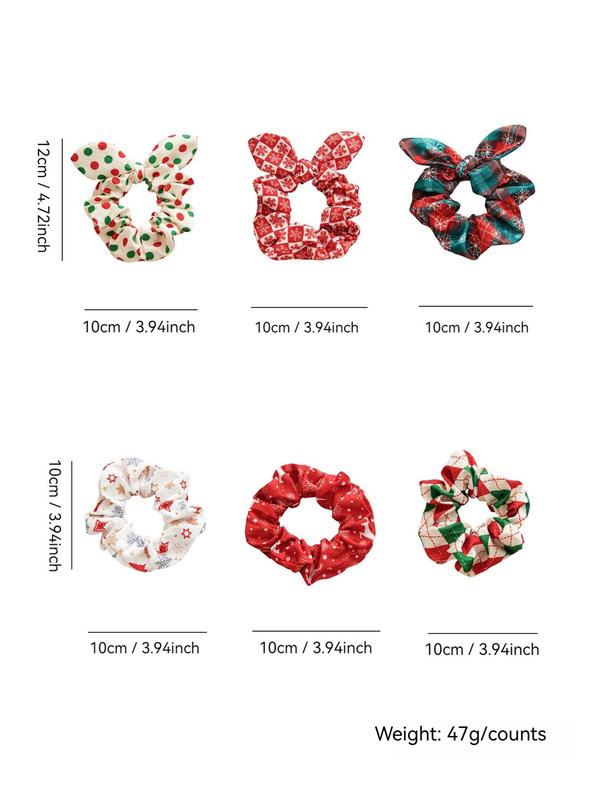 Christmas Themed Hair Scrunchies, Soft Breathable Durable Fabric Elastic Hair Ties, Elegant & Sweet Style for Women and Teens