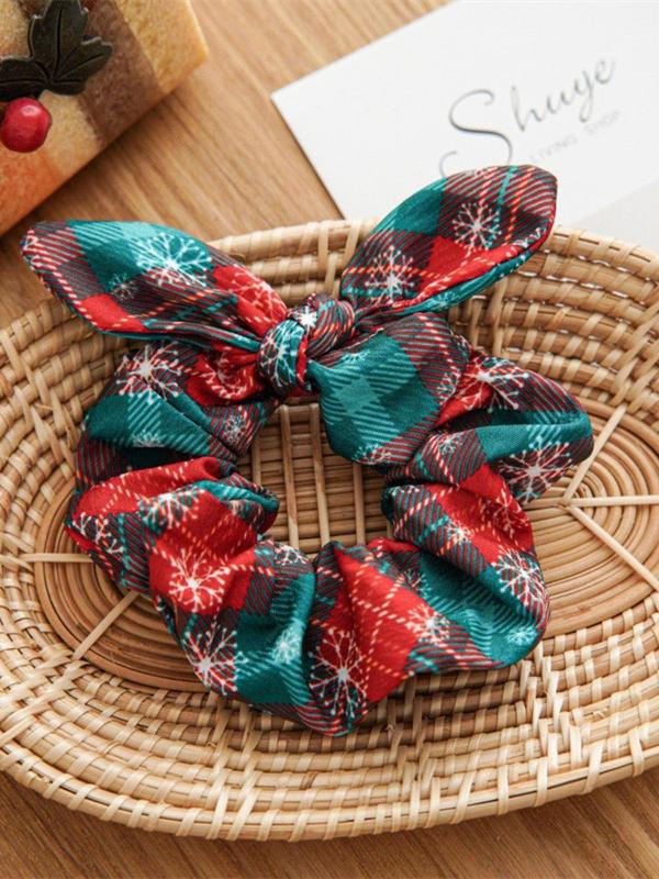 Christmas Themed Hair Scrunchies, Soft Breathable Durable Fabric Elastic Hair Ties, Elegant & Sweet Style for Women and Teens