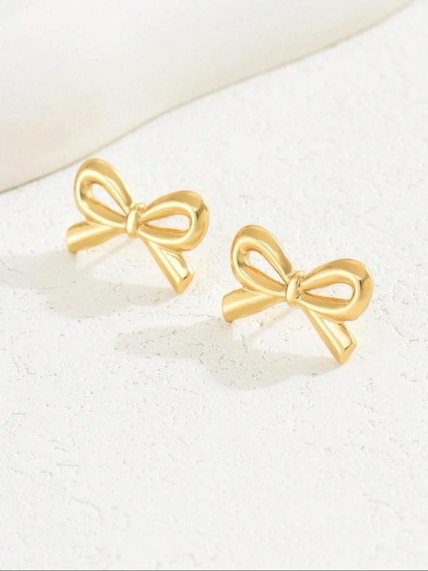 Cute Bow Design Stud Earrings, Fashionable Jewelry for Women & Girls, Trendy All-match & Exquisite Jewelry for Birthday Gift