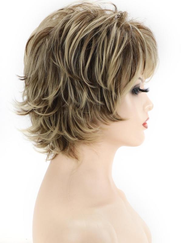 12.59 Inch Fashion Short Straight Pixie Wigs for Women, Gorgeous Fluffy Wigs with Bangs, Synthetic Full Machine Wigs for Party, Daily Use