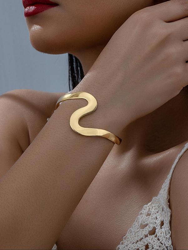 Simple Geometric Design Cuff Bangle   Armlet, Fashionable Jewelry for Women for Party, Daily Clothing Decor, Trendy All-match & Exquisite Jewelry for Birthday Gift, 80s Fashion