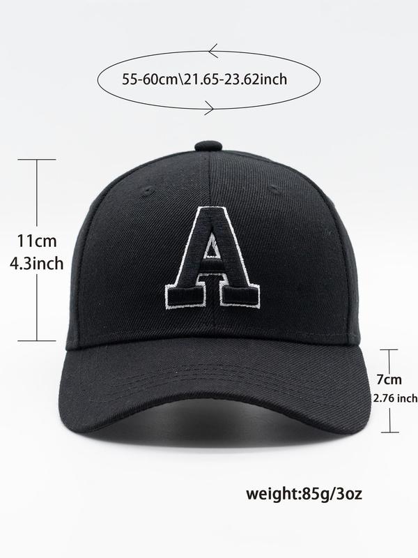 Summer Minimalist Street Trend Letter Embroidered Baseball Cap, Hip Pop High Street Fashion Wear, Casual Vintage Retro Hat, Trendy Solid Hat for Men & Women