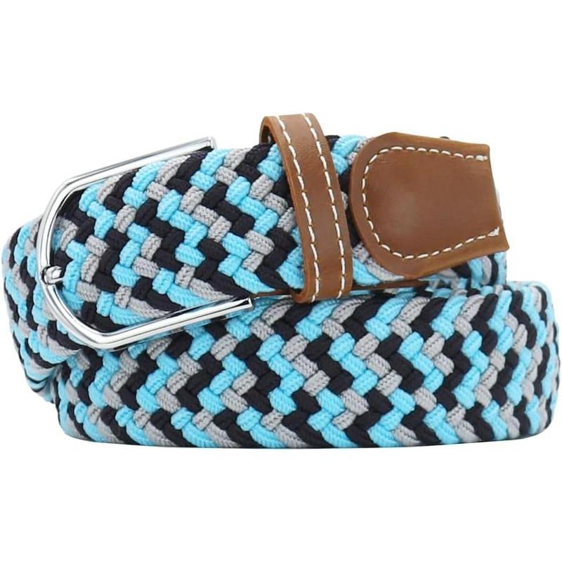 Multicolored Elastic Woven Golf Belts Casual Braided Stretch Belt for Men and Women belt loop groove belt