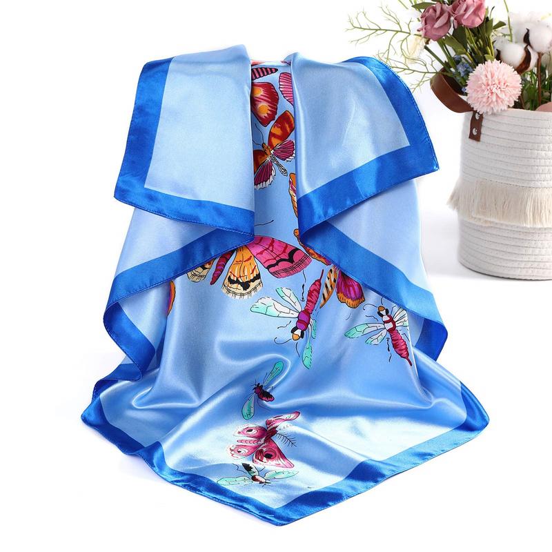 4-piece suit 35'' Printed Large Square Satin Head Scarf Neck Scarves for Women Silk Like Neck Hair Kerchief Bandanas Sleeping Head Wraps Hair Band Headscarf Man Hair Accessories