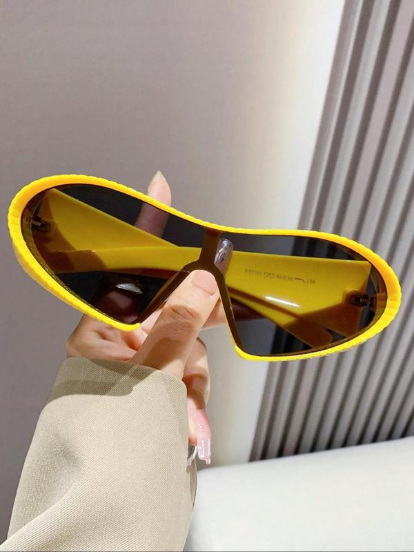 Unisex Vintage Fashionable Shield Frame Sunglasses, Trendy Casual Y2K Style Sunglasses for Everyday Use, Fashion Accessories for Outdoor Activities