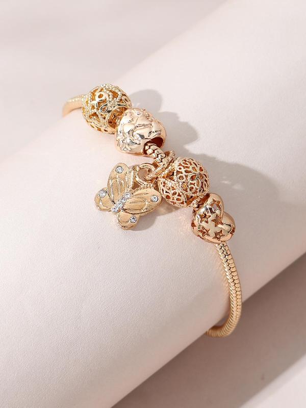 Women's Elegant Rhinestone Decor Butterfly Design Bracelet As Gift, Trendy Exquisite Bracelet, Gorgeous Matching Jewelry Accessory As Birthday Gift for Women