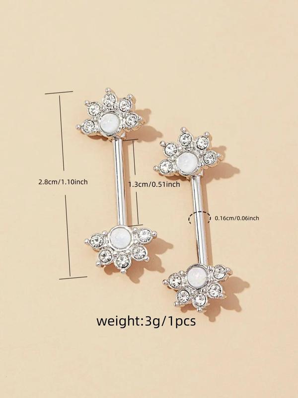 Women's Elegant Rhinestone Decorated Nipples Ring (1 Pair), Fashion Jewelry for Party, Daily Clothing Decor, Trendy All-match & Exquisite Jewelry for Birthday Gift