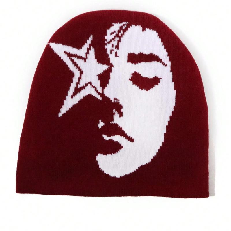 Unisex New Cross-Border Fashionable Jacquard Knitted Hat With Face Pattern, Trendy And Warm Winter Hat Beanies Beanie