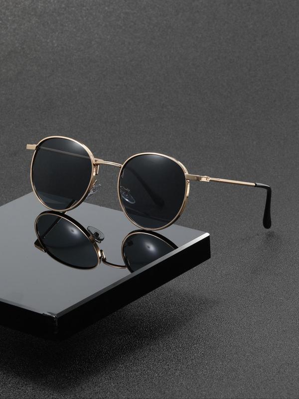 Unisex Simple Style Retro Sunglasses, 1 Pair Trendy Casual Round Frame Sunglasses for Everyday Use, Fashion Vintage Sunglasses for Outdoor Activities