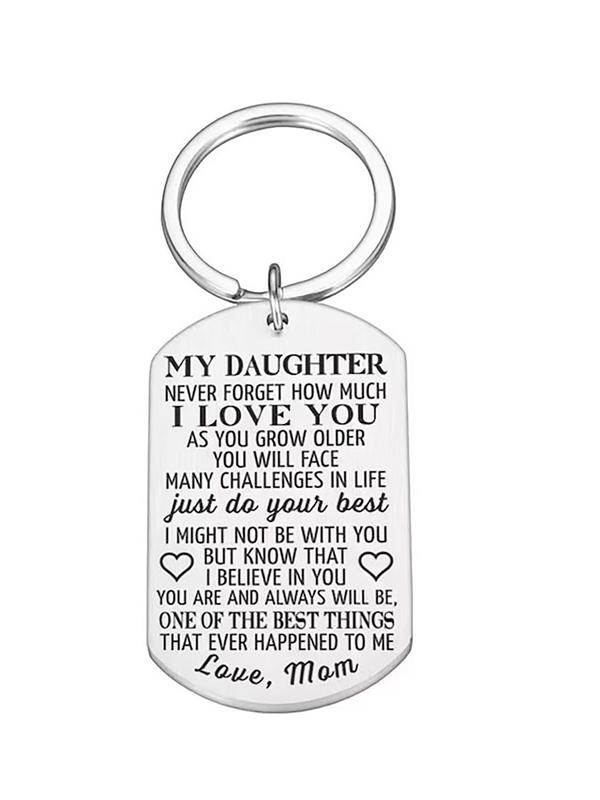 Letters Cute Keychain for Dear Daughter, Trendy Slogan Car Keychain & Key Fob, Novelty Accessories for Family As Birthday Gift