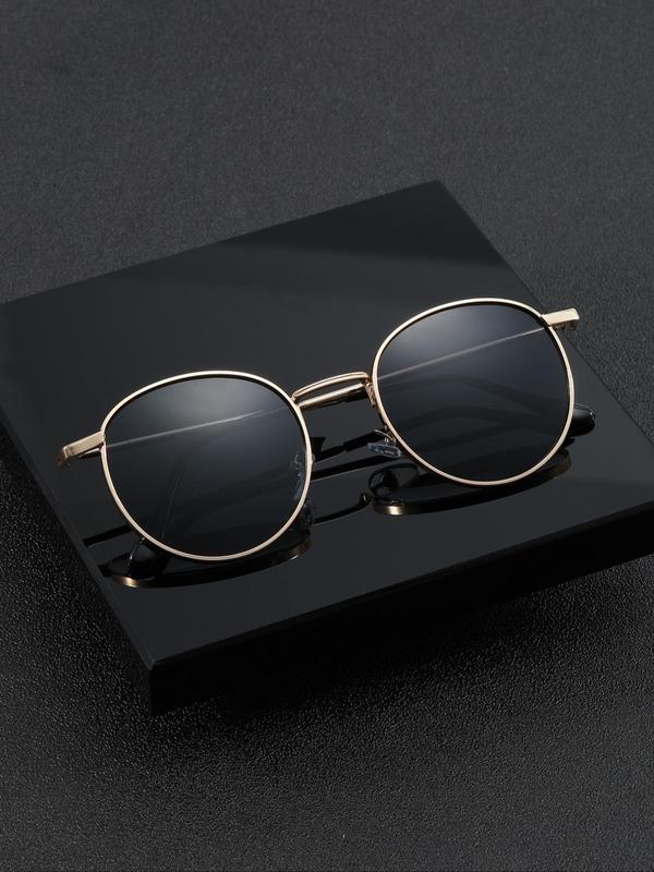 Unisex Simple Style Retro Sunglasses, 1 Pair Trendy Casual Round Frame Sunglasses for Everyday Use, Fashion Vintage Sunglasses for Outdoor Activities