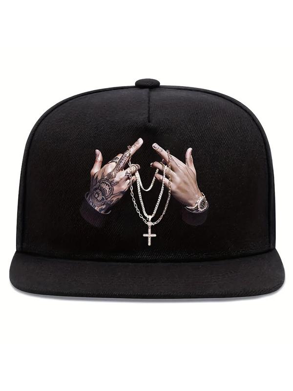 Unisex Street Trend Hand Gesture & Cross Graphic Baseball Cap, Trendy Hats for Men, Hip Hop Men's Hats, Fashionable All-match Accessories for Men & Women, Birthday Outfits