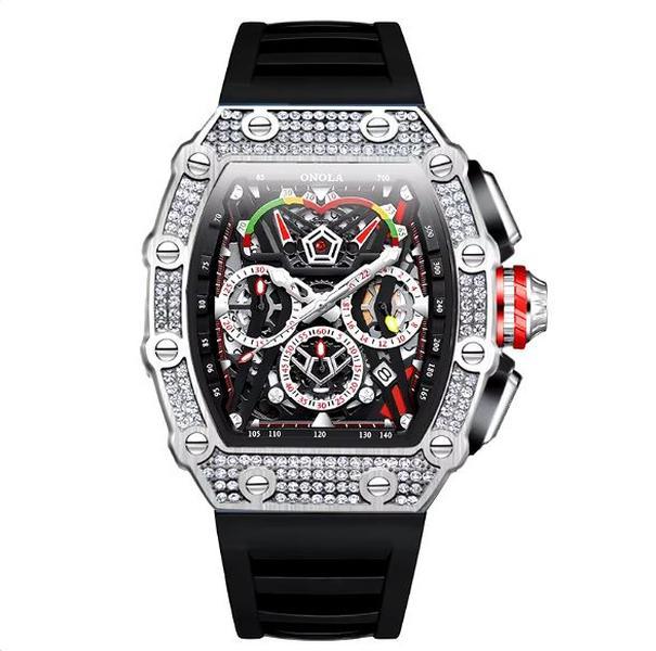 Men's Luxury Sport Chronograph Watch - Multi-Functional Precision Quartz Chronograph, Water-Resistant, and Durable Silicon Strap mens