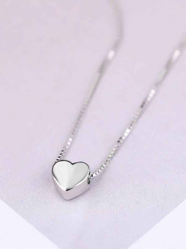 Women's Elegant Heart Shaped Pendant Necklace As Gift, Minimalist All-match Neck Jewelry for Girls As Gift, Basic Fashion Accessories for Daily Wear