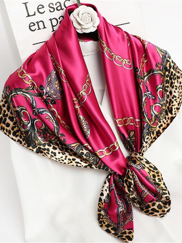 Women's Fashionable Chain Print Square Scarf, Casual Soft Comfortable Breathable Scarf for Daily Wear, Fashion Scarf for Party, Daily Clothing Decor