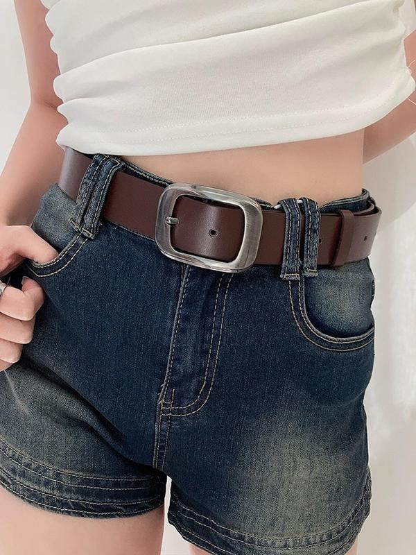 Women's Fashion Plain PU Buckle Belt, Casual Waistband for Jeans, Fashion Belt for Daily Clothing Decor, Trendy All-match & Exquisite Belt for Birthday Gift