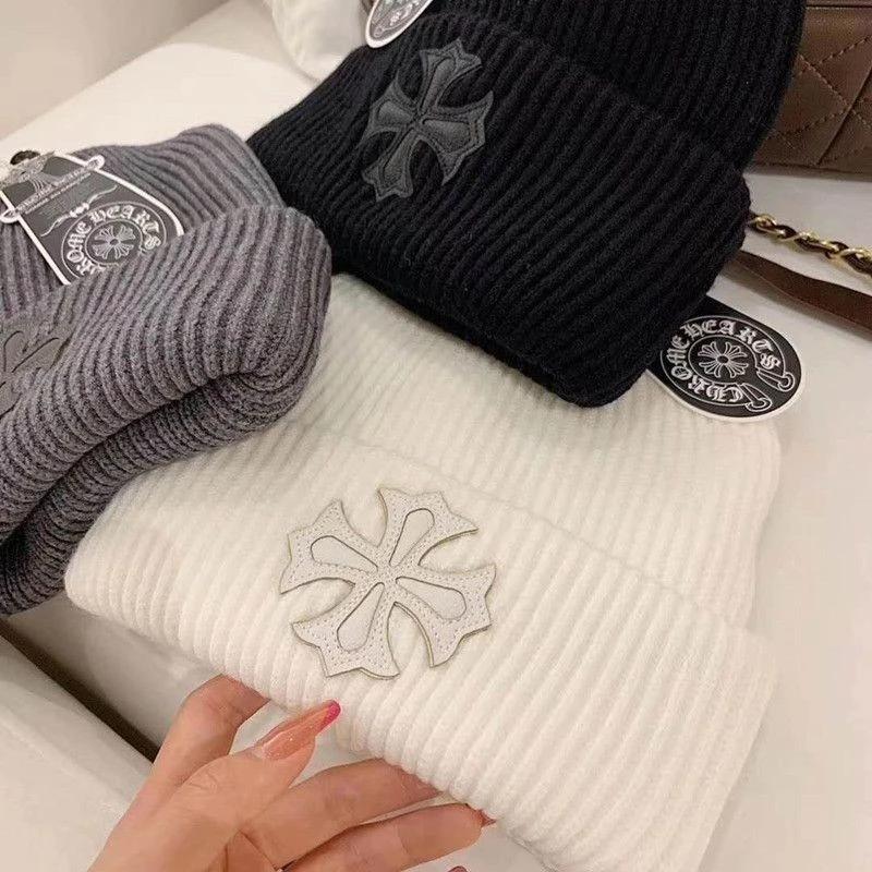 Chrome Hearts Wool Knitted Hooded Women's Hat Trendy Street Brand, Premium Wool For Warm, Unisex Fashion Accessory