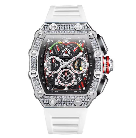 Men's Luxury Sport Chronograph Watch - Multi-Functional Precision Quartz Chronograph, Water-Resistant, and Durable Silicon Strap mens