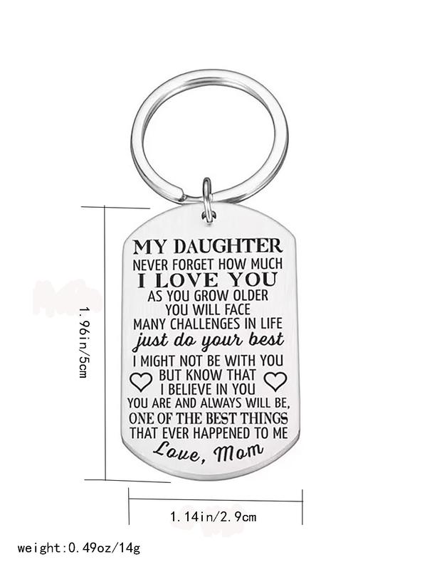 Letters Cute Keychain for Dear Daughter, Trendy Slogan Car Keychain & Key Fob, Novelty Accessories for Family As Birthday Gift