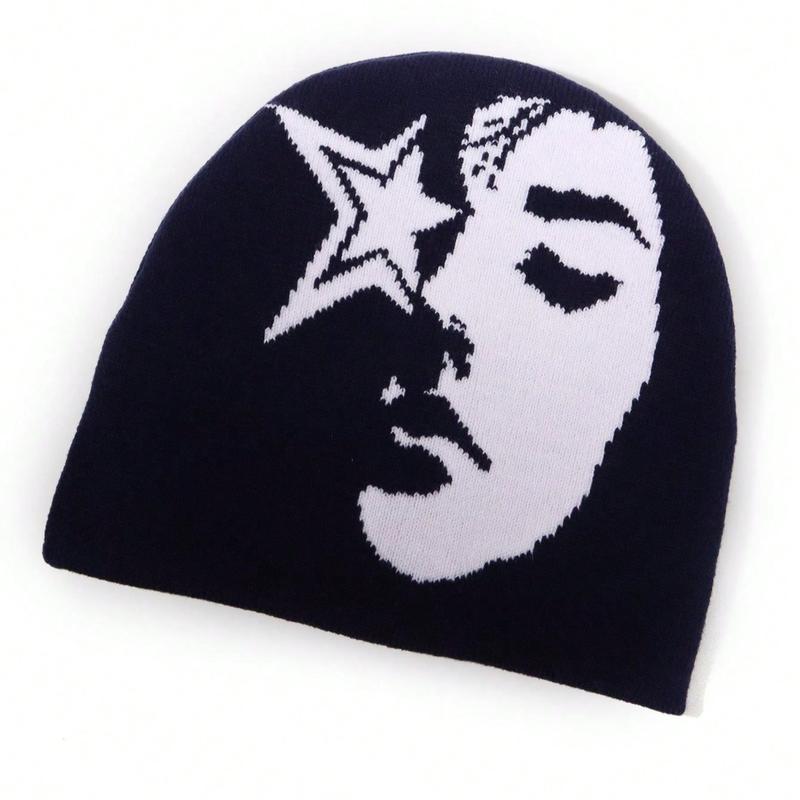 Unisex New Cross-Border Fashionable Jacquard Knitted Hat With Face Pattern, Trendy And Warm Winter Hat Beanies Beanie