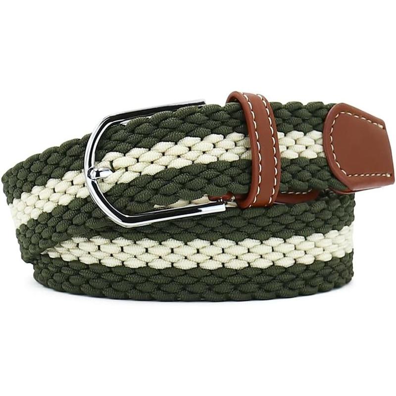 Multicolored Elastic Woven Golf Belts Casual Braided Stretch Belt for Men and Women belt loop groove belt