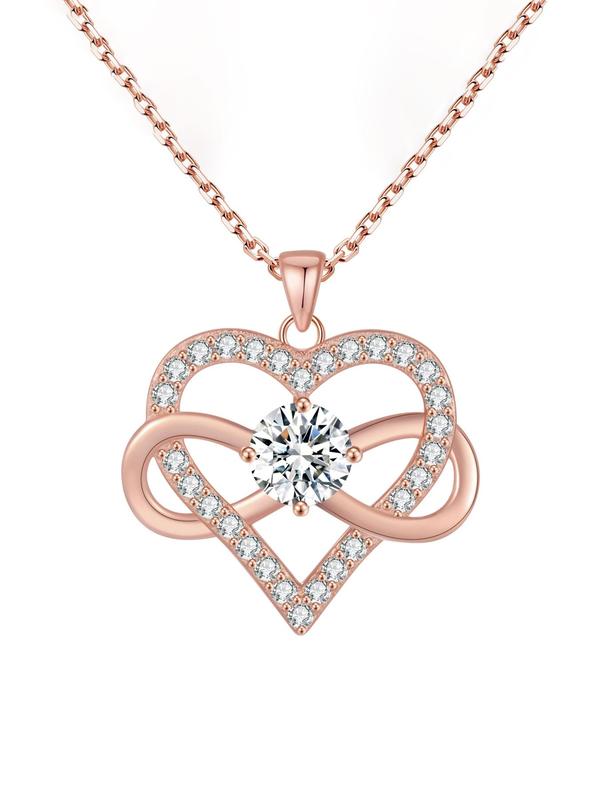 Infinity   Heart Design Pendant Necklace, Rhinestone Decor Necklace for Women for Gift, Fashion Jewelry for Party, Daily Decor, Trendy All-match & Exquisite Jewelry for Birthday Gift