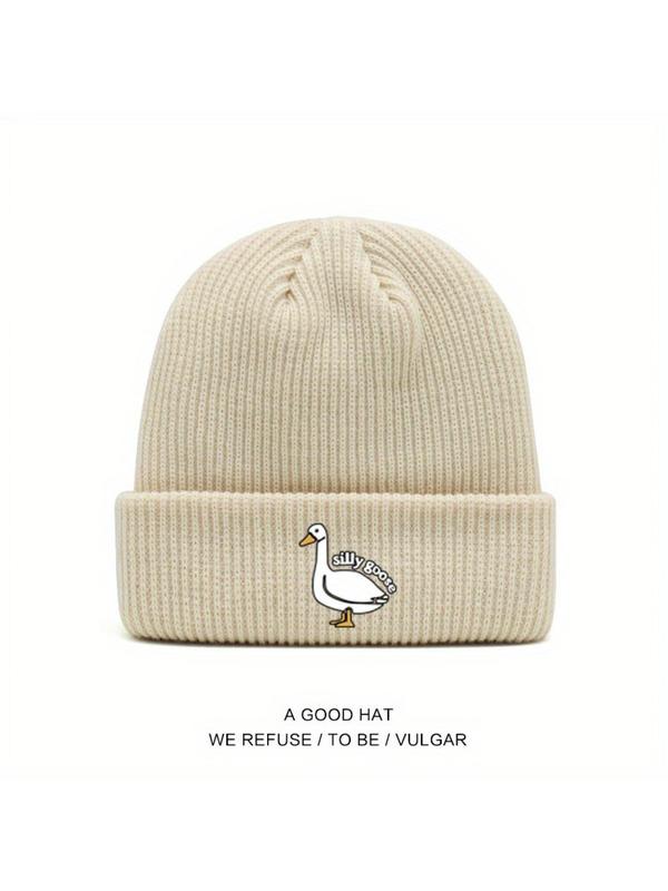 Unisex Casual Duck Graphic Beanie Hat, New Style Knit Hat for Fall & Winter, Fashion Accessories for Both Men & Women