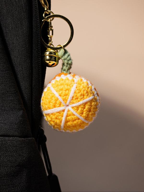 Cute Sunflower & Orange Design Keychain, Handmade Knitted Keychain for Women & Men, Fashion Accessories for Bag, Car Key, Backpack Decoration