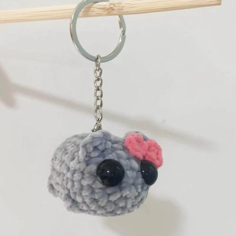 Sad Hamster Meme Plush with Sound Keychain,Crochet Handmade Musical Sad Hamster Knitting Doll,  Cute Handwoven Doll Tiny Stuffed Animal,  Unique Perfect  Gift for Kids Adults Girlfriend christmas gift ideas