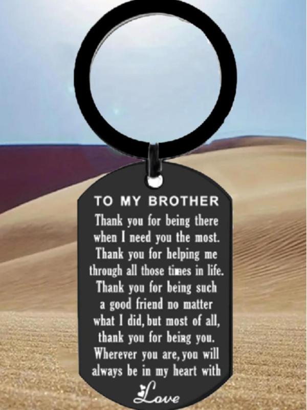 Stainless Steel Keychain, Letter Pattern Keychain for Brother, Inspirational Family Gifts, Sweet 16th 18th Birthday Graduation Gift for Teen Boys