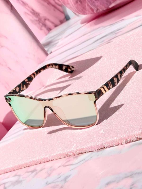 Tortoise Shell Pattern Flat Top Sunglasses forWomen, Sun Protection Sunglasses Trends 2024for Outdoor Activities