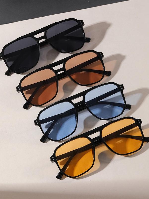 Unisex Simple Style Tinted Lens Top Bar Design Sunglasses, Trendy Casual Glasses Trends 2024 for Women for Everyday Use, Fashion Accessories for Outdoor Activities