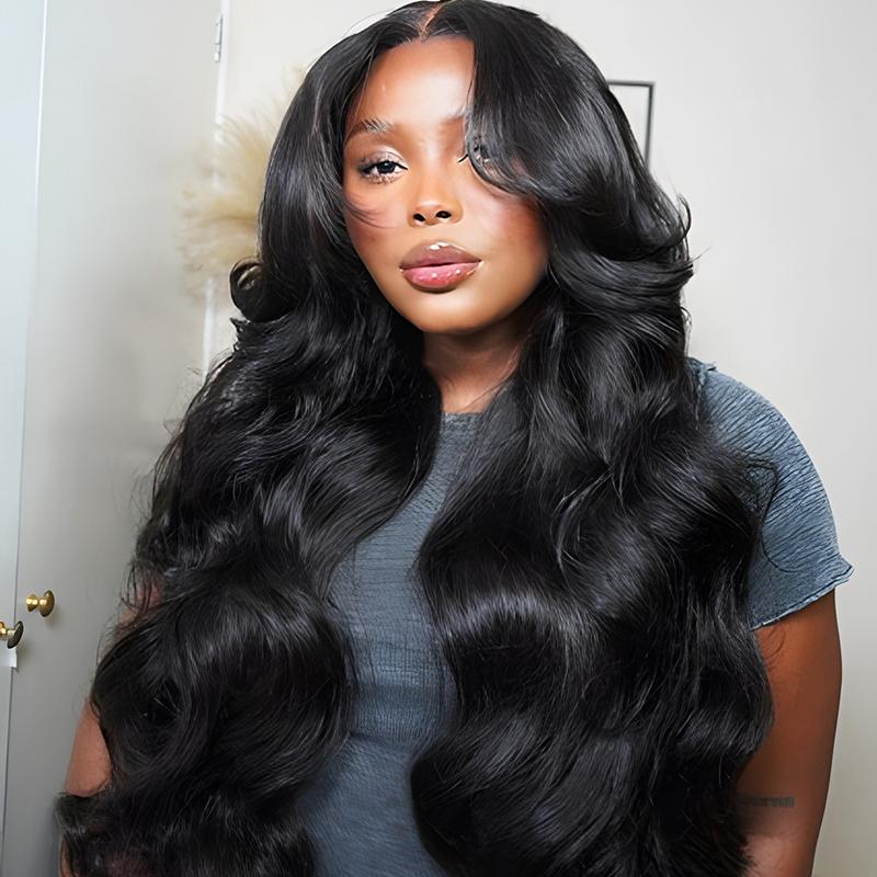 Amanda Hair Glueless Loose Wave Wigs with Curtain Bangs 6x4 Pre-cut Pre bleached Body wave wig 13x4 Lace Frontal Wig For Women