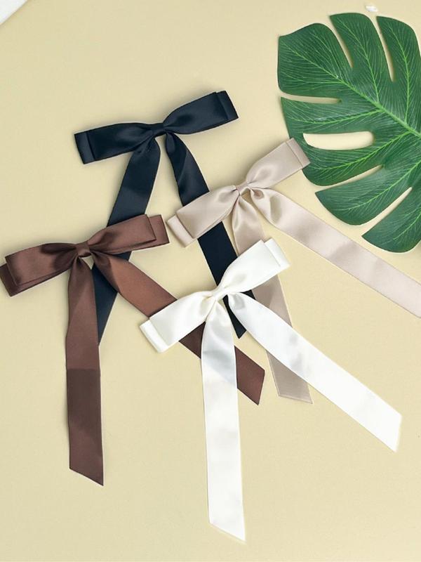 Solid Color Bow Decor Hair Clip, Elegant Hair Accessories for Women & Girls, Minimalist Headwear Suitable for Thick Hair