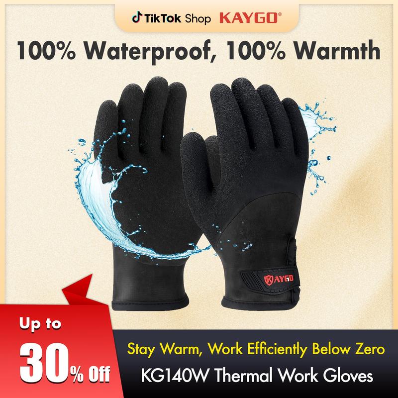 Outdoor Activity Waterproof Thermal Gloves. KAYGO Winter Waterproof Thermal Work Gloves for Men and Women, Full Hand Latex Coated, Acrylic Insulated Liner for Freezer Cold Weather, Fine Crinkle Grip,KG140W