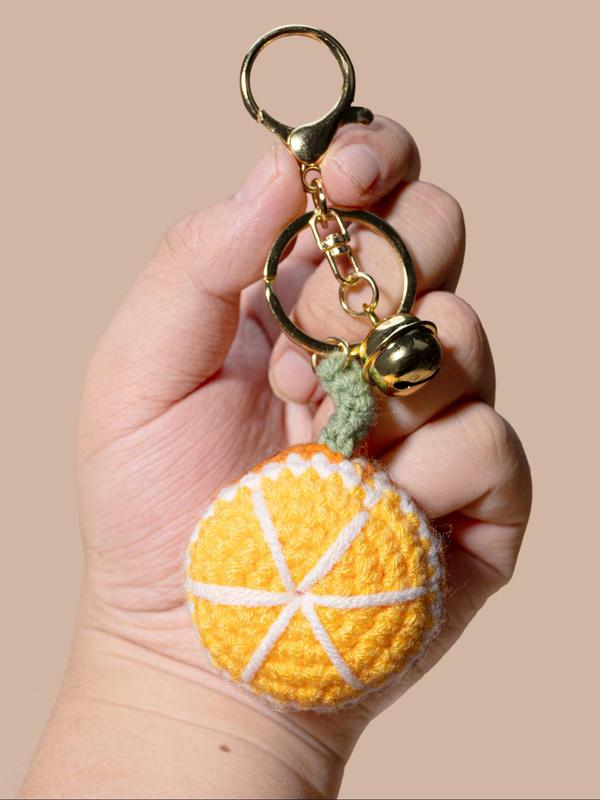 Cute Sunflower & Orange Design Keychain, Handmade Knitted Keychain for Women & Men, Fashion Accessories for Bag, Car Key, Backpack Decoration