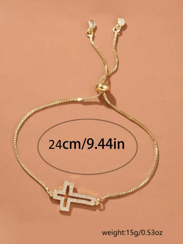 Rhinestone Cross Charm Bracelet, Fashionable Matching Bracelet Jewelry for Women & Men for Party, Daily Clothing Decor Back To School for Fall 2024, Fall Outfits, Fall Freshness