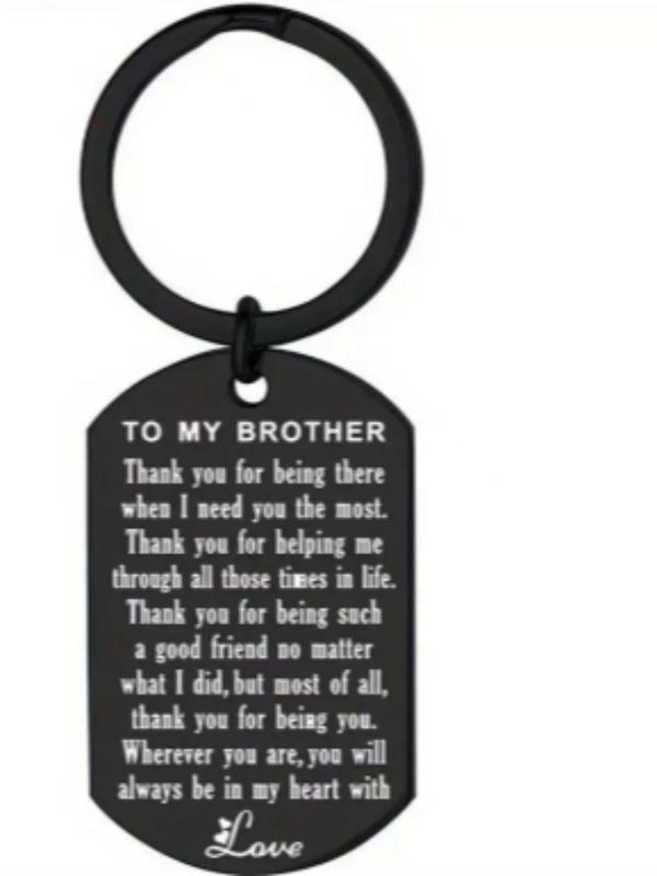 Stainless Steel Keychain, Letter Pattern Keychain for Brother, Inspirational Family Gifts, Sweet 16th 18th Birthday Graduation Gift for Teen Boys