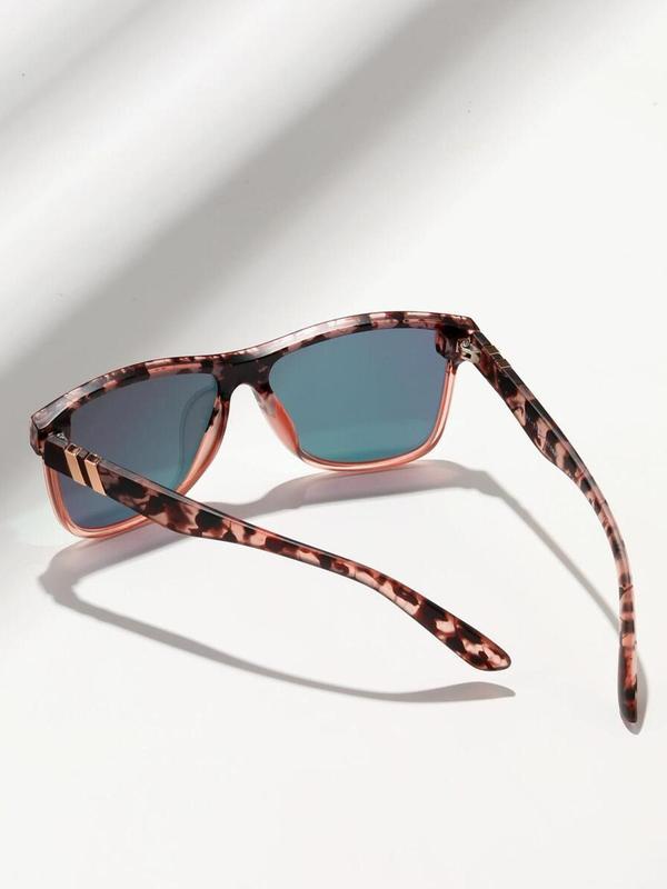 Tortoise Shell Pattern Flat Top Sunglasses forWomen, Sun Protection Sunglasses Trends 2024for Outdoor Activities