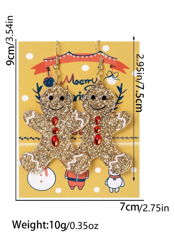 Cute Cartoon Gingerbread Man Design Dangle Earrings, Fashionable Jewelry for Women & Men, Trendy All-match & Exquisite Jewelry for Birthday Gift