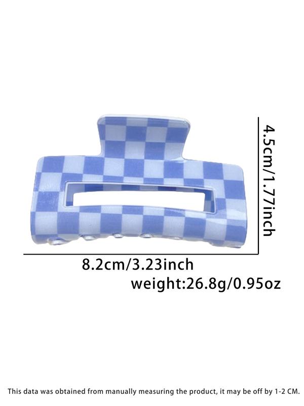 Minimalist Casual Plaid Pattern Hollow Out Design Hair Claw, Stylish Designer Colorblock Hair Claw for Women As Gift, Fashion Exquisite Hair Accessories