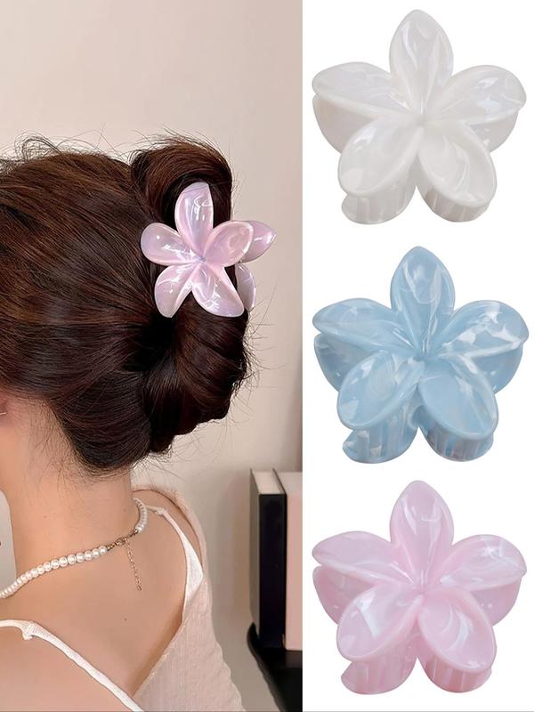 Simple Mixed Color Flower Design Hair Claws, 2024 New Style Cute Hair Accessories for Women & Girls, Minimalist Headwear Suitable for Thick Hair Hairstyles Ideas